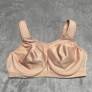 Glamorise Bra Womens 38D Tan Underwire High Impact Sports Activewear Running Gym